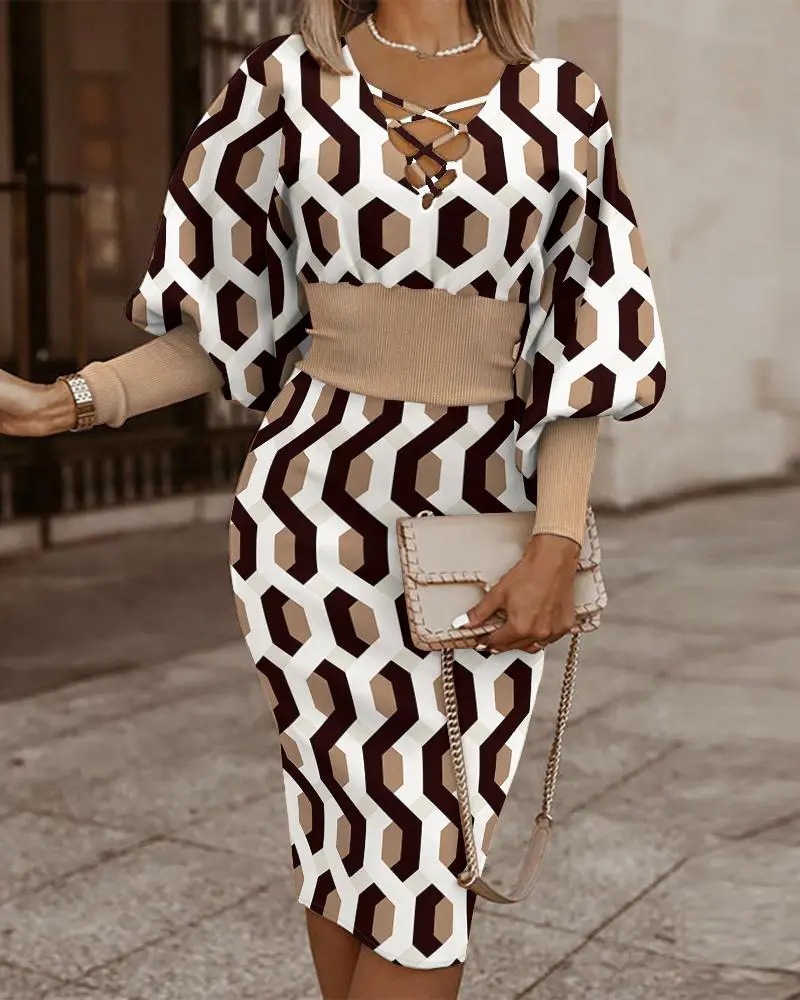 Robe évidée à manches longues et col en V pour femmes, robes de hanche, pack de taille, mode décontractée, été, automne, 2022