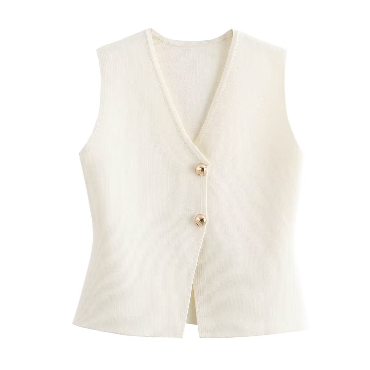 MUJER femme tricot gilet haut recadrée sans manches gilets pour femmes 2025 bouton été gilet haut femmes gilet tricoté hauts courts