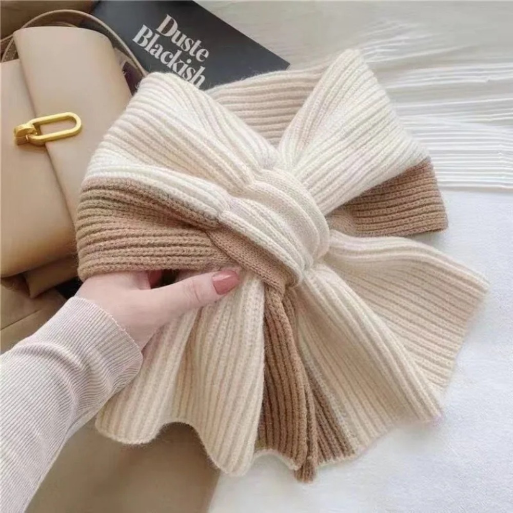 Écharpe courte en tricot pour filles, automne et hiver, à porter avec tout, cache-cou, couleur unie, écharpe chaude d'hiver, tendance