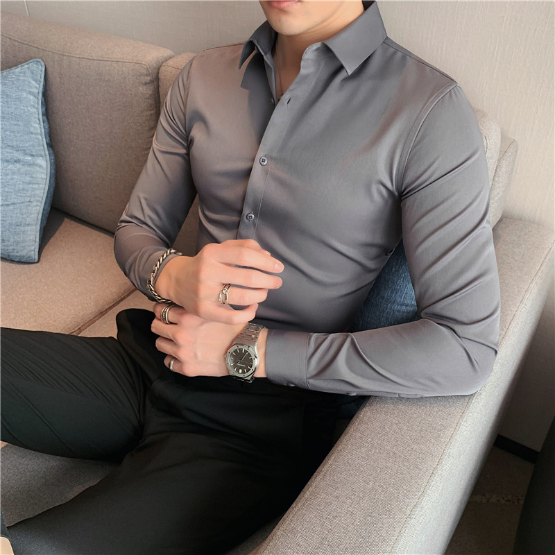 Grande taille S-7XL haute qualité hommes robe chemise 2024 automne à manches longues solide affaires chemises minces Homme robe sociale chemise décontractée