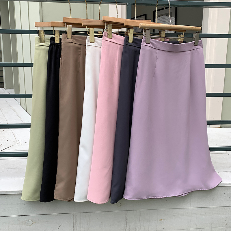 Jupe midi taille haute évasée pour femmes grandes tailles, style tailleur élégant, mi-longue, tendance et polyvalente, en mélange de coton