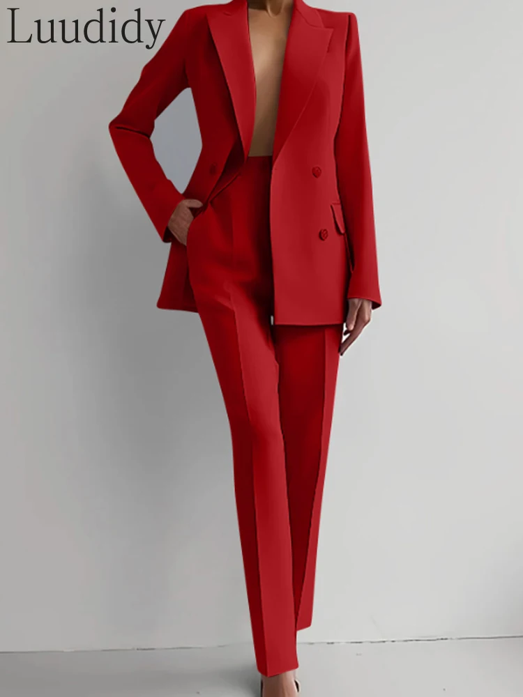 Costume deux pièces pour femme, blazer de bureau, ensemble blazer et pantalon à manches longues