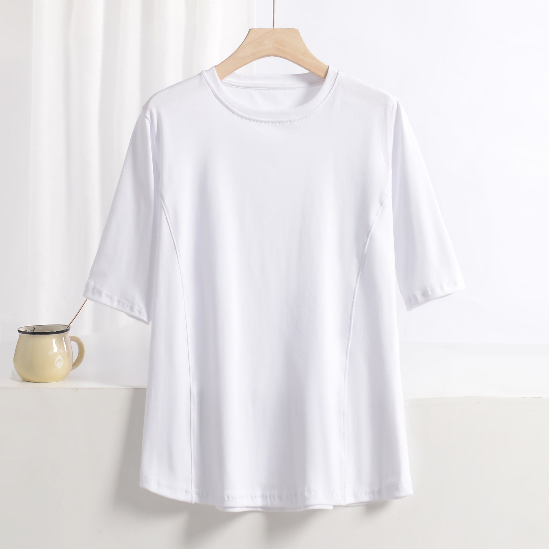 XL à 8XL grande taille t-shirts col rond T-shirt basique femme couleur unie demi manches été simple T-shirt hauts t-shirts à fond tout tapis