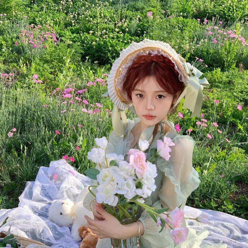 Chapeau plat Lolita en paille tressée élégante avec nœud floral, style pastoral, pour mariage, thé, fête, avec dentelle, style français éclatant, bonnet d'été, Gorra