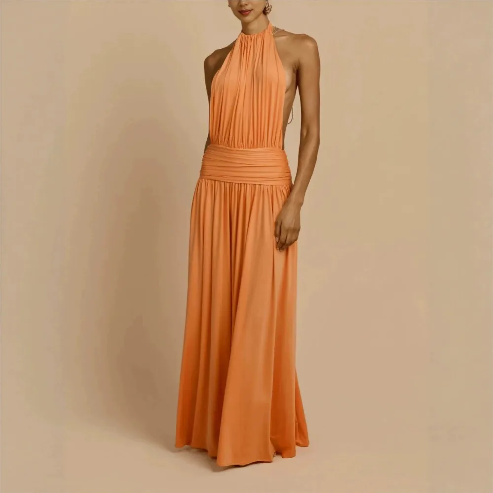 Robes pour femme, robe de soirée, robe de mariage, robe élégante, robe sexy, col plissé, sans manches, robe de banquet chic