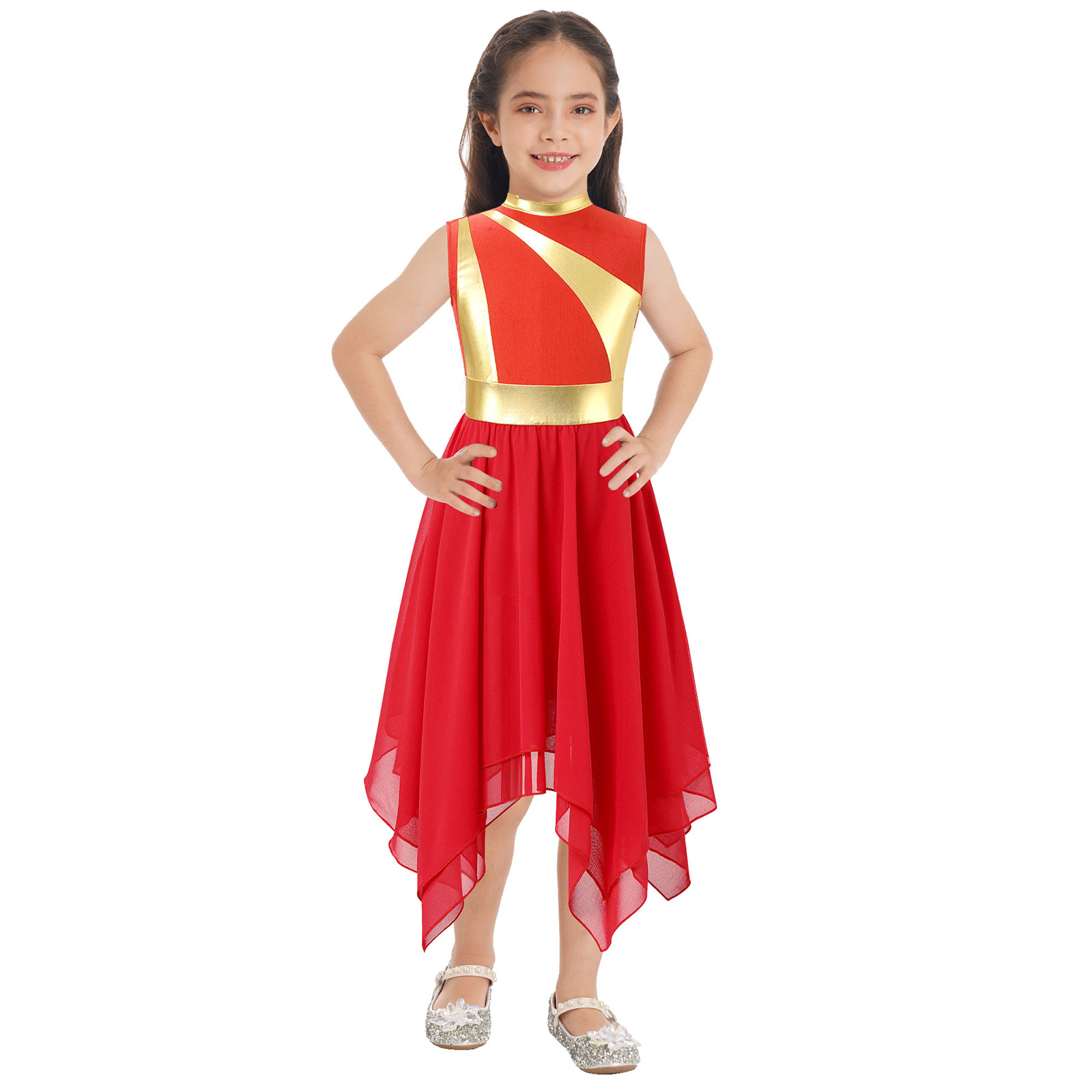 Robes de danse de louange de culte liturgique pour filles, vêtements de danse contemporaine lyrique, tunique en maille de couleur dégradée, Costumes de spectacle