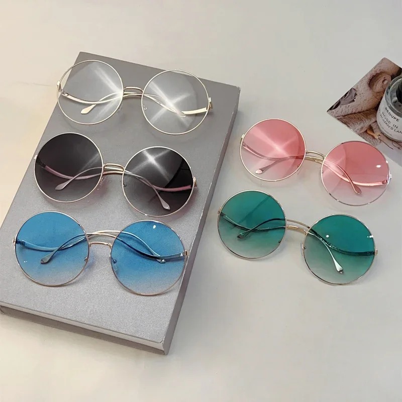 Lunettes de soleil rondes surdimensionnées pour femmes, nouvelle mode vintage, verres dégradés, rétro, tendance, design luxueux et élégant