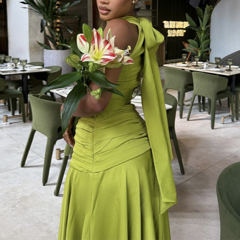 Robe Maxi Chic à col roulé pour femmes, sans manches, taille drapée, moulante, mode soirée, soirée, Clubwear