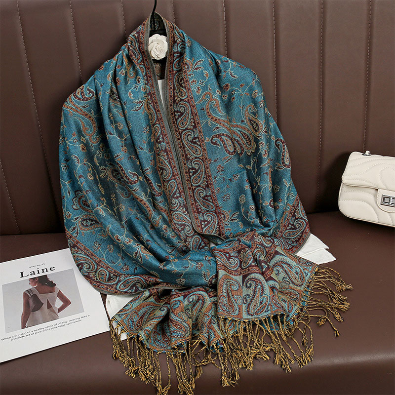 Nouvelle écharpe en imitation cachemire à franges jacquard - Luxueuse et haut de gamme, parfaite pour l'automne et l'hiver, une écharpe douce pour femmes