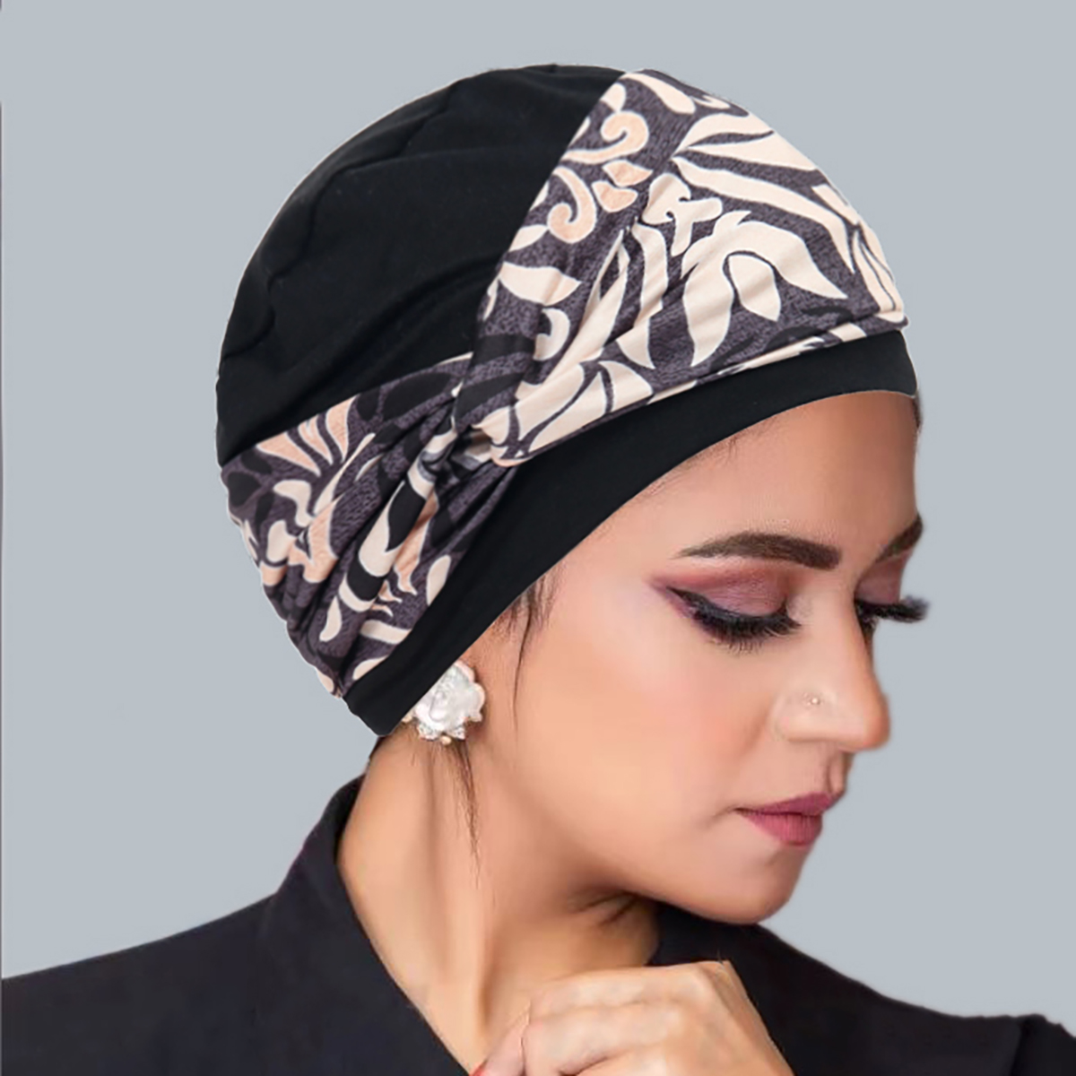 Nouveau Hijab pour femme, Bonnet chimio, Turban musulman, Bonnet, Foulard indien, Chapeau pour perte de cheveux, avec motif torsadé et noué, extensible