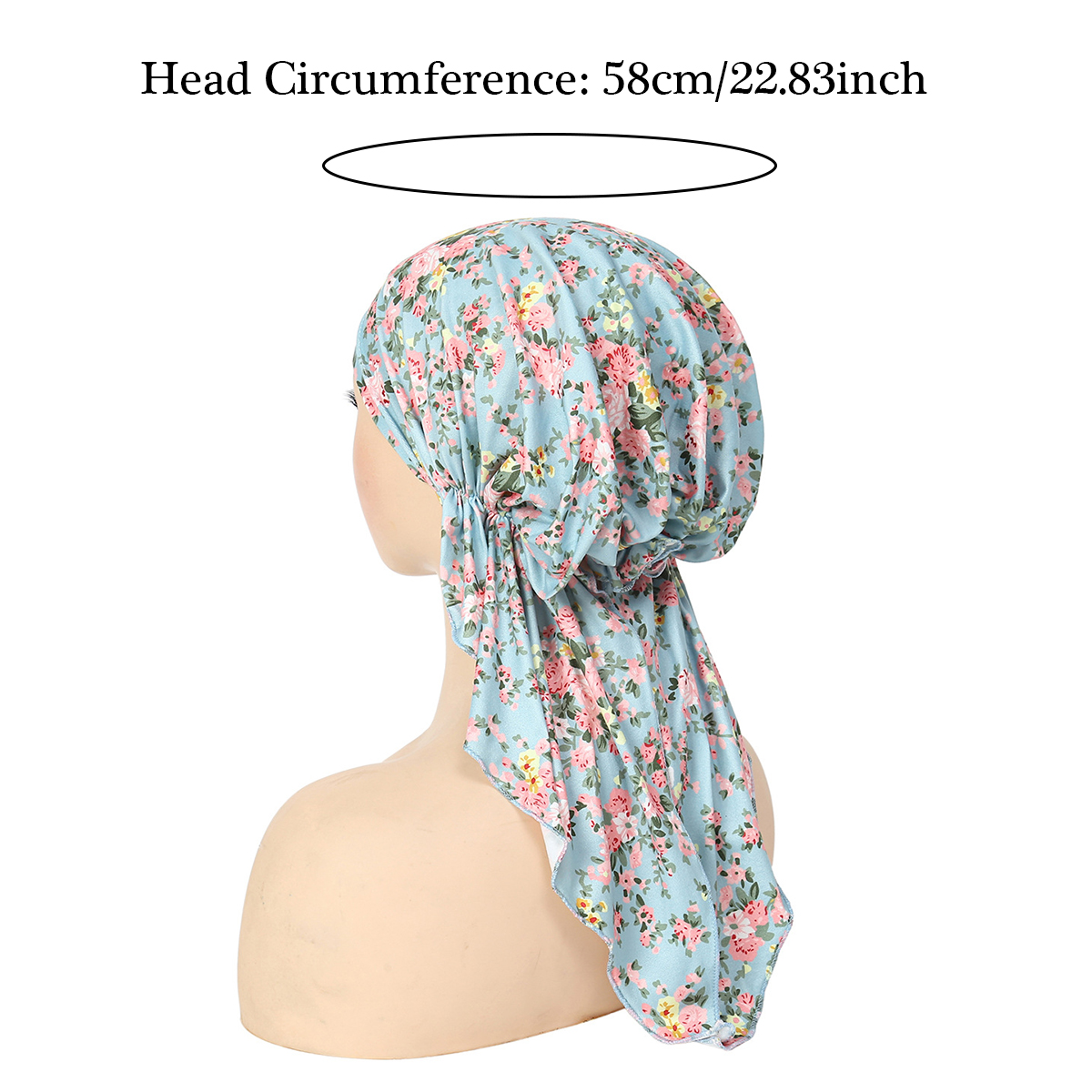 Casquettes Hijab musulmanes à imprimé floral pour dames, bonnet turban à longue queue, tête ronde, doux, élastique, coiffure portable, mode, nouveau, 2024