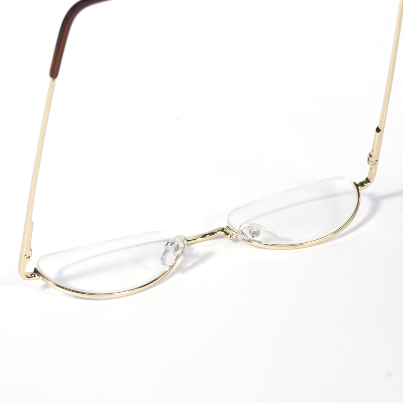 Lunettes de lecture rondes vintage à monture dorée pour hommes, demi-monture ronde pour femmes, anti-lumière bleue, avec charnière à ressort +125+175+225