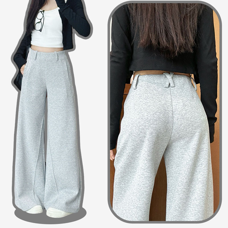 Pantalon évasé long et ample de style coréen pour femmes, taille haute, couleur unie, pantalon long pour femme, pantalon de survêtement décontracté pour l'automne et l'hiver.