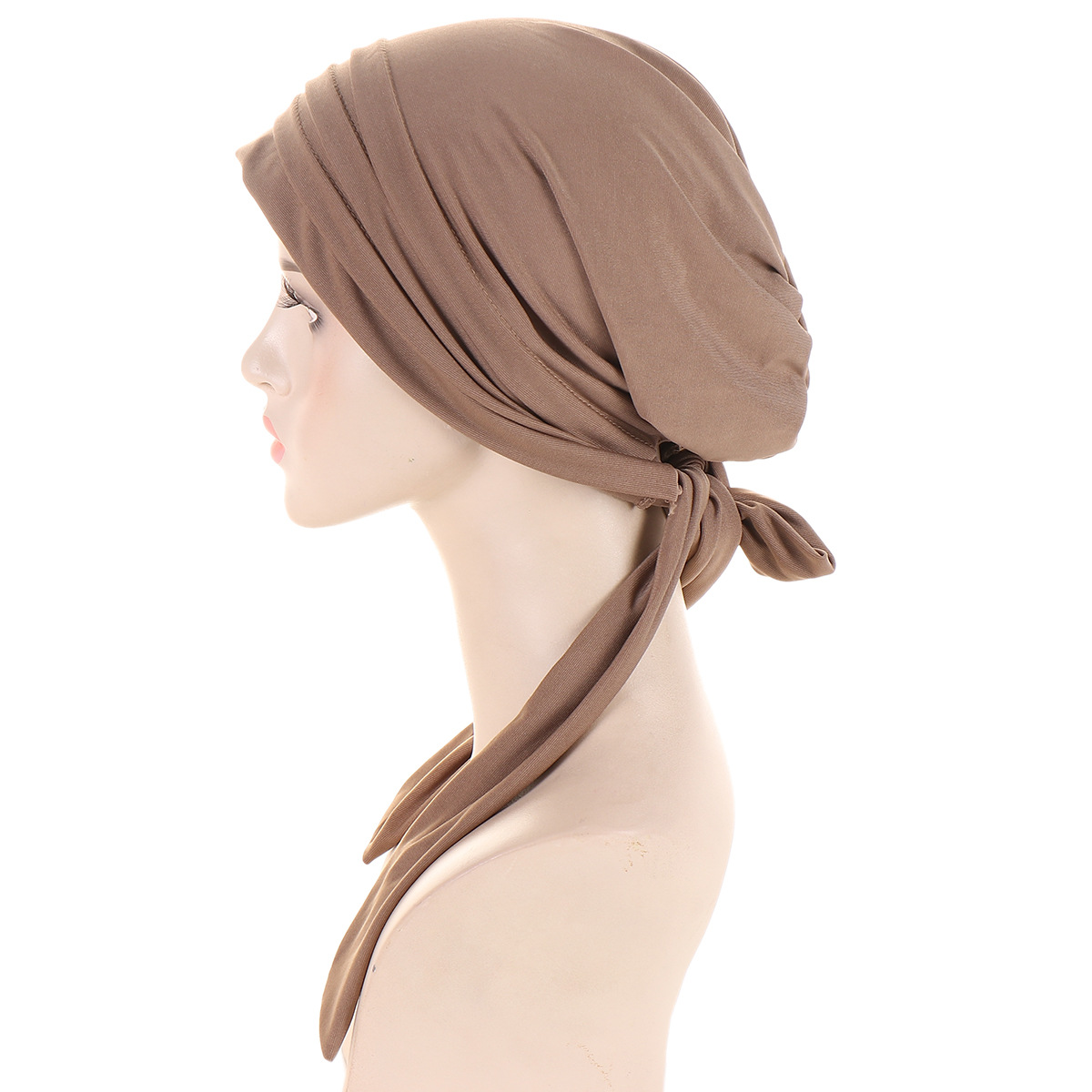 Chapeaux Hijab Turban de couleur unie pour Ramadan, enveloppes de tête à longue queue, chapeaux musulmans élastiques, casquette de chimio respirante pour femmes et filles