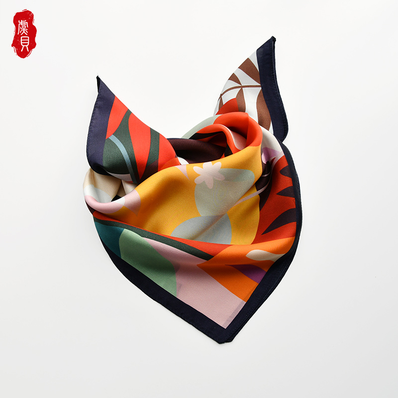 Petit foulard rétro en soie naturelle pour femmes, imprimé fleur 100% soie véritable de haute qualité 50cm petit foulard carré cadeau de luxe pour dame