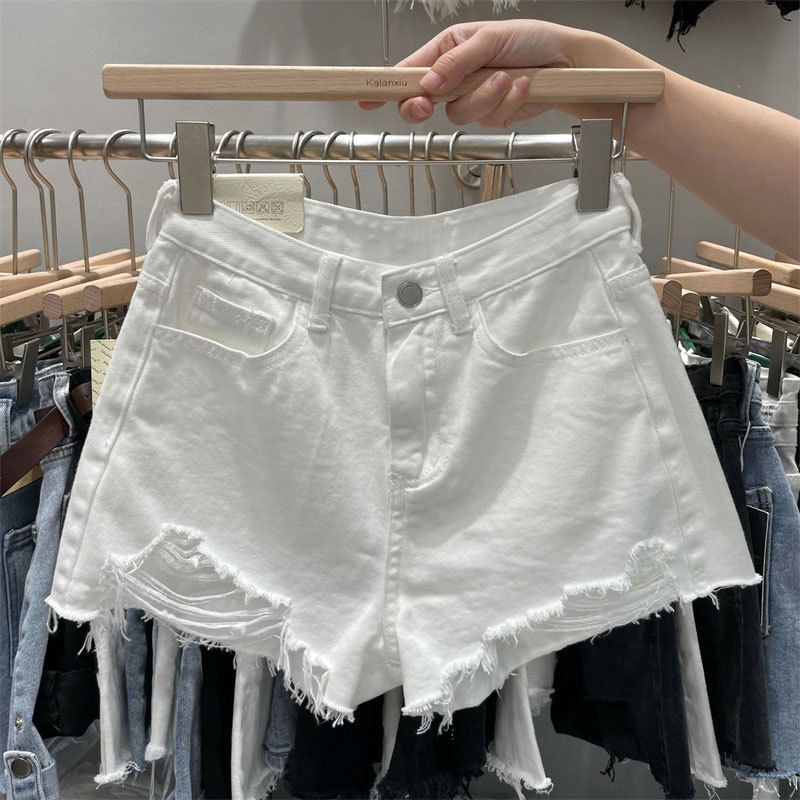 Jean Shorts 2025 nouveaux bas mode Shorts décontracté és femmes taille haute trou ample jambe large Shorts été pantalons Cortos De Mujer