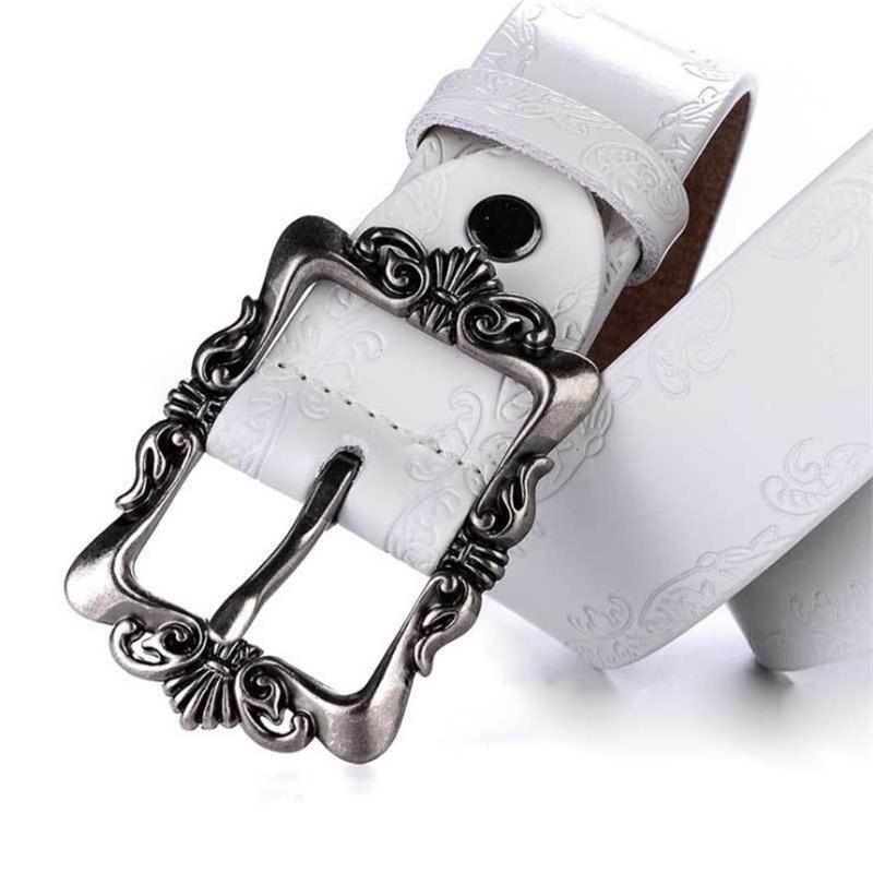 Femmes Généreau en cuir Courte Cowskin Casual Punk Luxury Brand Designer Belts For Women Jeans Wonisbank Femme Black Strap