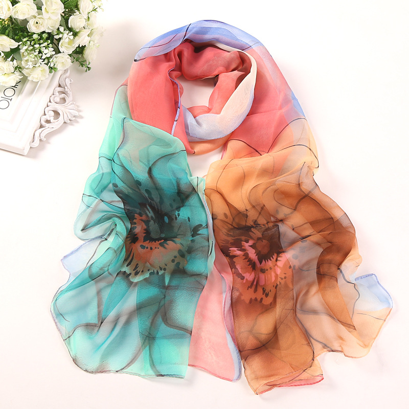 Foulard en Mousseline de Soie pour Femme, Hijab Fin, Élégant, Dégradé, ManMozambique Sahua, Georgette, Bandana, Été, Voyage, Crème Solaire