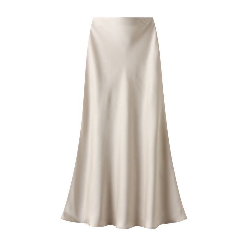 Tempérament élégant Satin queue De poisson jupe Mujer Faldas Vintage Maxi jupes femmes tenue De fête robe De Festa vêtements De mode