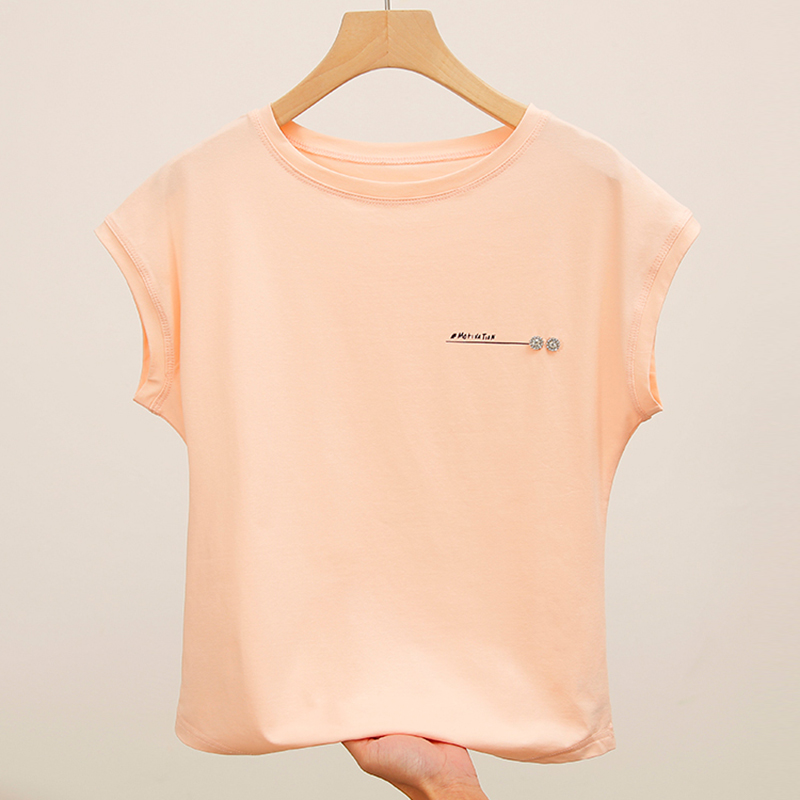 T-shirts amples pour femmes Été 2026 – Hauts à col rond et manches chauve-souris avec lettres – Coton élastique – Basiques Blanc Noir Rose
