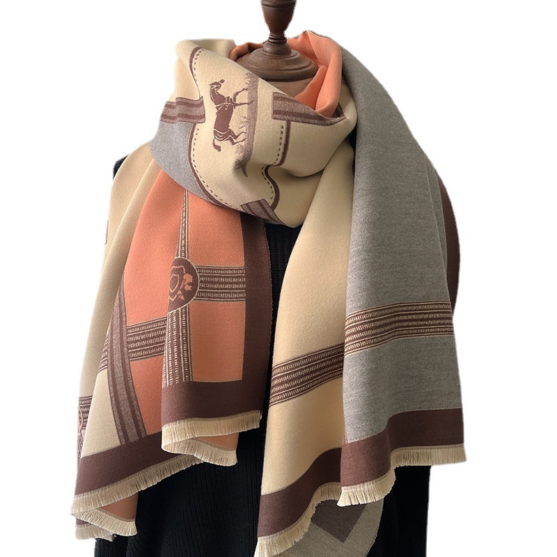 Écharpe Pashmina pour femme, châles et enveloppes, couverture en cachemire, étoles chaudes et épaisses pour l'extérieur, Bufanda, nouvelle collection automne hiver 2023