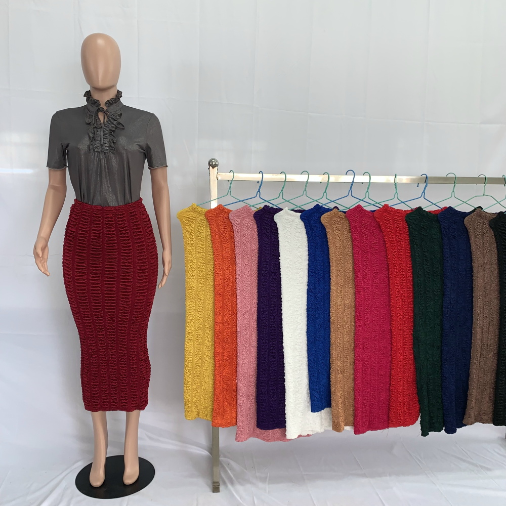 Nouvelle Collection Printemps-Été 2026 – Jupes Crayon Longues en Maille pour Femme, Taille Haute, Couleurs Pastel, Style Musulman, Grande Taille, Décontractées 202048 #