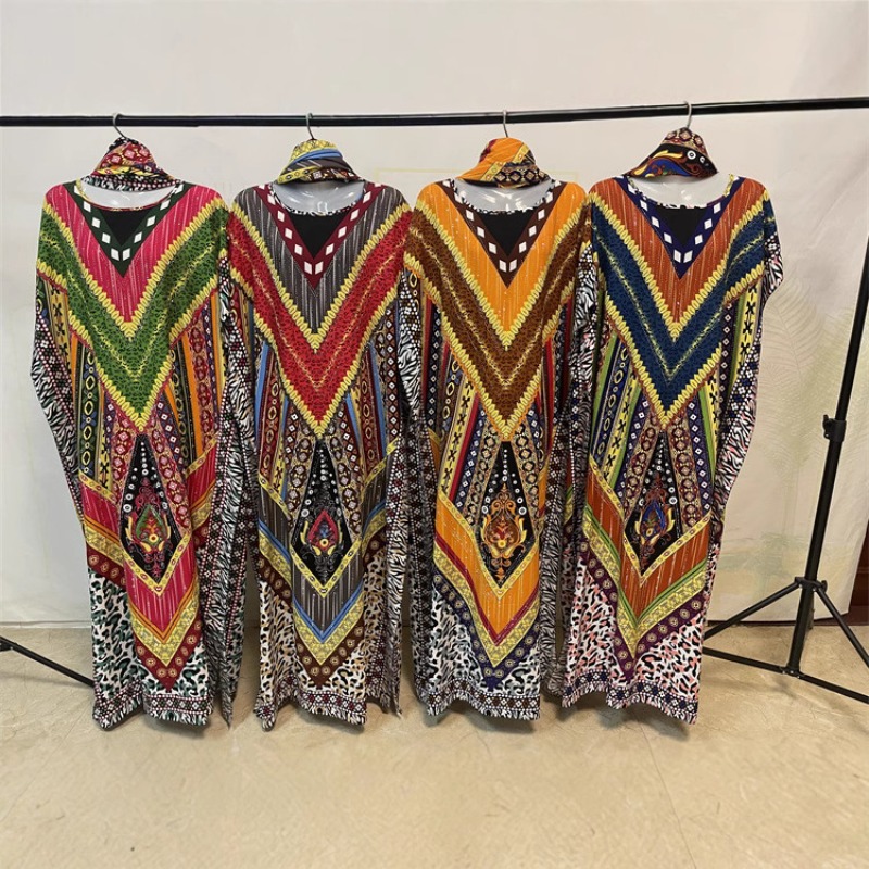 Robe Dashiki d'été africaine à manches courtes, avec grande écharpe, ample, Boubou Maxi, tenue décontractée pour femmes, vêtements Abaya en diamants, 2025