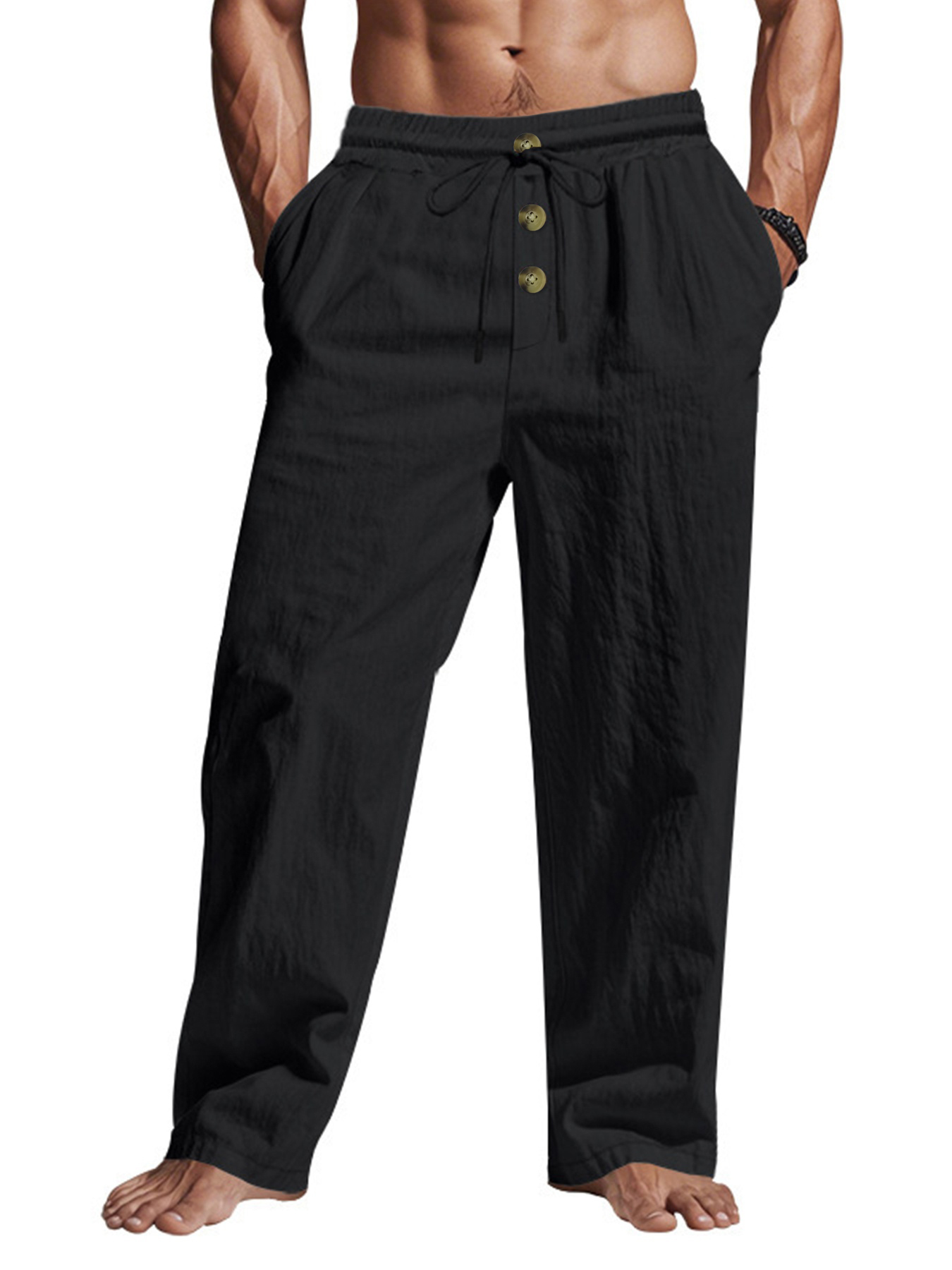 Pantalon décontracté homme 2025 printemps/été nouveau homme grande taille blanc pantalon droit solide plage noir Fitness pantalon S-XXXL