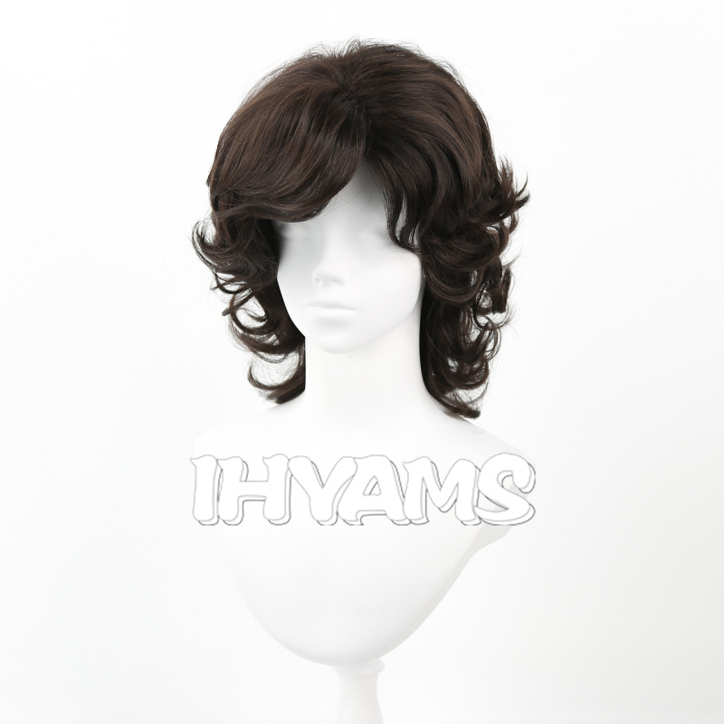 Hip Hop Cool mulet cheveux marron court mulet Cosplay perruques queue de loup coiffure bouclés synthétique fibre résistante à la chaleur