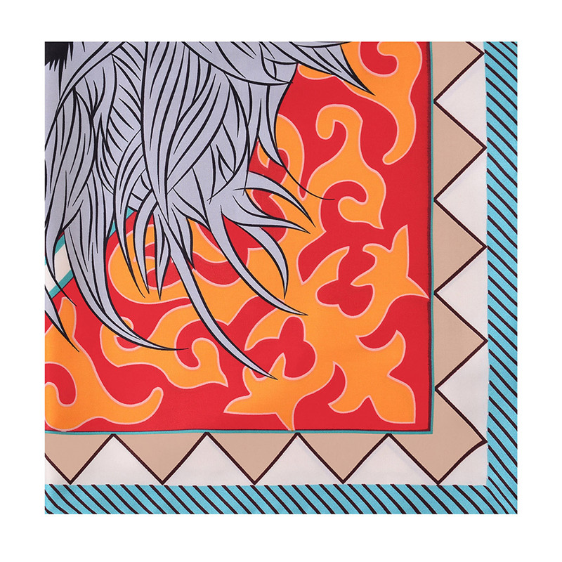 POBING-Foulard de Marque de Luxe pour Femme, Imprimé Léopard Géométrique, Nairobi Orn, Carré, Grand, Sergé, InjSpring