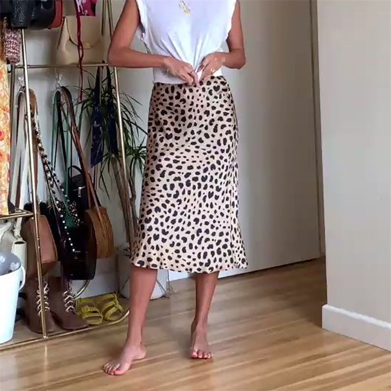 Lamuusaa-Jupe en Satin pour Femme, Vêtement d'Été, Couleur Unie, Taille Haute, Longueur Midi, Tenue de Soirée Élégante, Streetwear