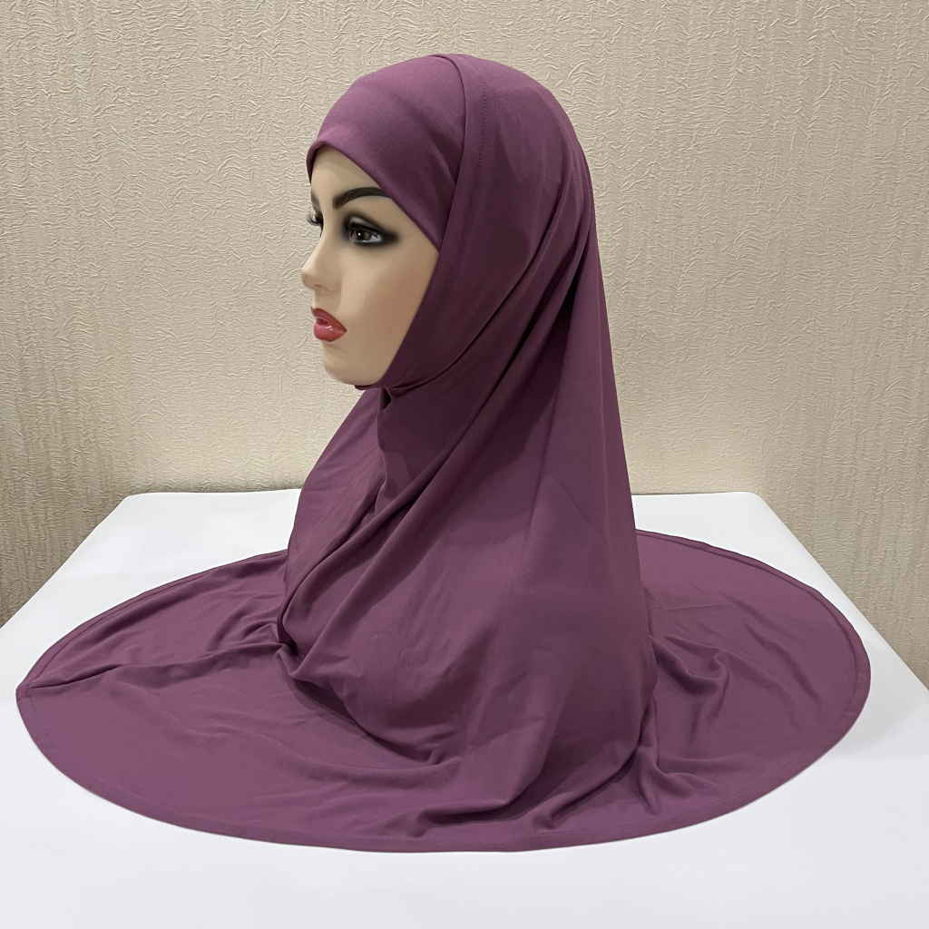 H292 plaine deux pièces grande taille hijab musulman avec partie du menton qualité supérieure amira tirer sur écharpe islamique vente chaude foulard