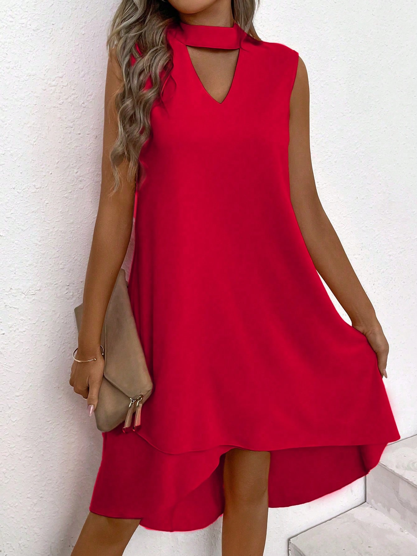 Robes de soirée élégantes pour femme, vêtements de couleur unie sans manches, robe d'été pour les vacances