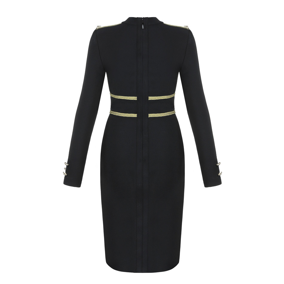 Robe à bandes pour femmes, manches longues, boutons élégants, Sexy, noir, solide, décontractée, Mini soirée, moulante, tenues, hiver
