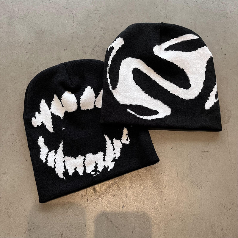 Bonnet en tricot pour hommes, style gothique, casquette Y2K, streetwear, pull d'hiver, Kpop, Gorro, Harajuku, vintage, chaud, hip-hop, bonnet pour femmes