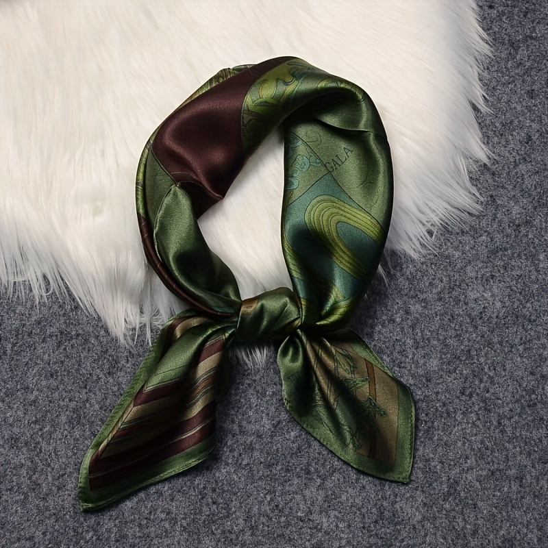 Écharpe en Satin doux pour femmes, Style Vintage, écharpe carrée verte polyvalente, châle léger, coupe-vent, Protection solaire, bandeaux