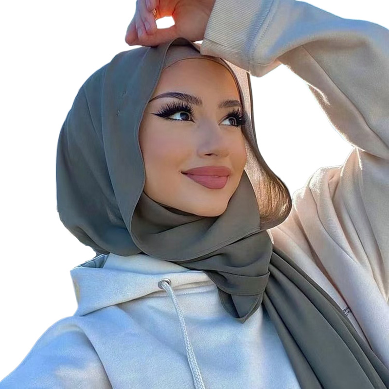Ramadan musulman en mousseline de soie Hijabs pour femme couleur unie foulard Long châle écharpe femmes Jersey Hijabs dames Islam Voile Hijab