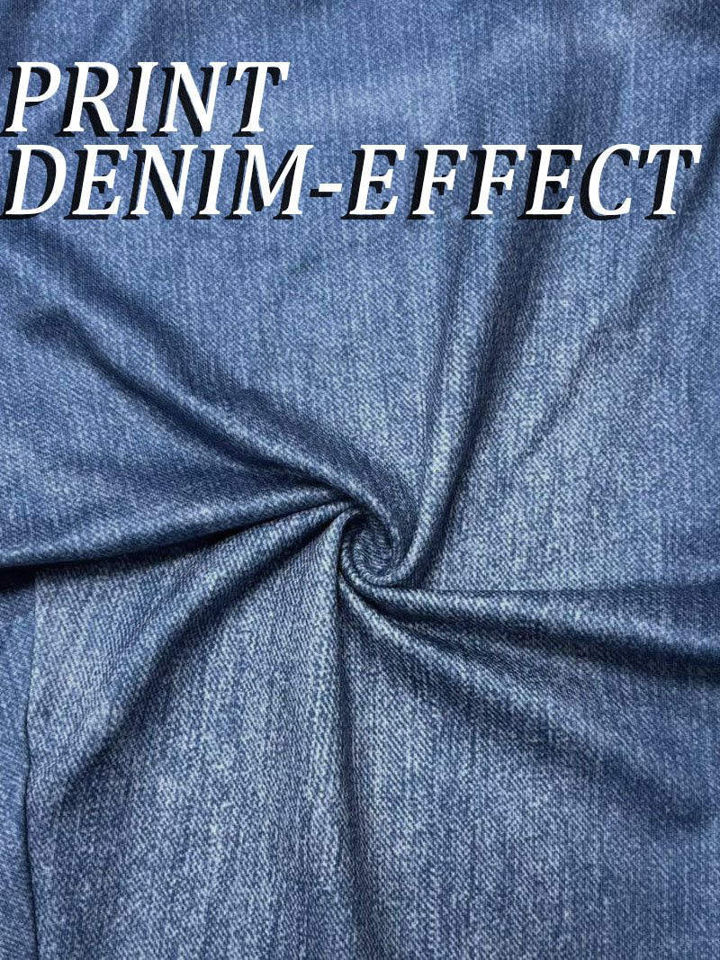 5898 [Leggings imprimés - Non en tissu denim] Leggings pour femmes à sept points avec un imprimé imitation denim, pantalon moulant