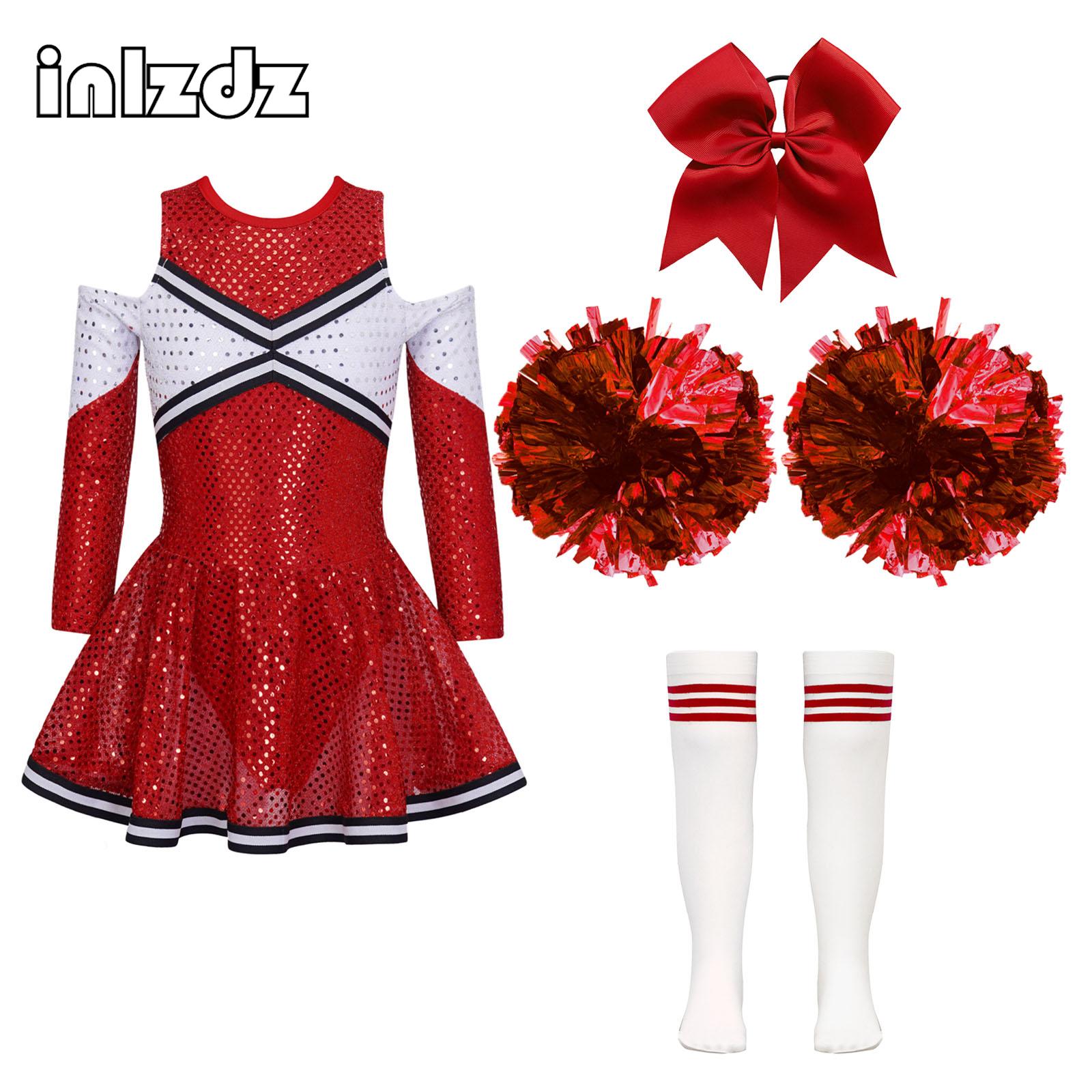 Costume de pom-pom girl pour enfants, uniforme de pom-pom girl musical, tenue de cosplay d'Halloween, tenue de danse d'encouragement imbibée, fête du lycée