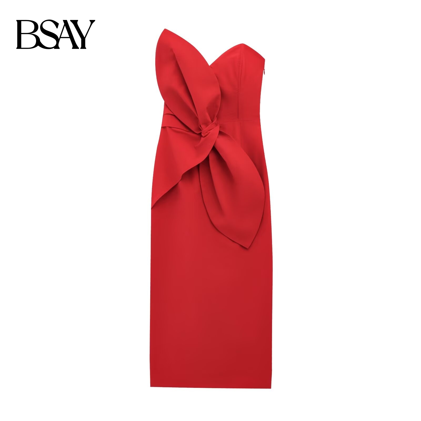 BSAY robe pour femmes mode été nouveau dos nu côté fermeture éclair nœud sans bretelles fête d'anniversaire Mini a-ligne Chic femme vêtements de soirée
