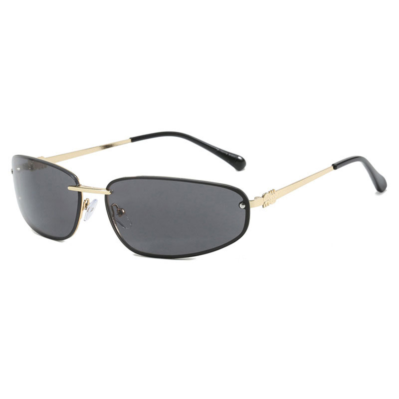 Lunettes de soleil ovales sans monture pour femme, style rétro tendance, idéales pour les voyages et les photos de rue, lunettes de soleil tendance pour homme.