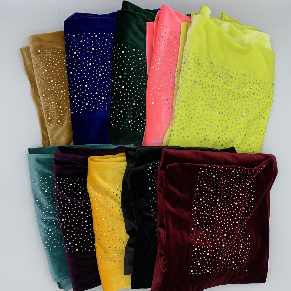 Foulard Hijab Musulman en Velours et Strass pour Femme, Turban Africain Prêt à vitation, Bonnet de Sauna