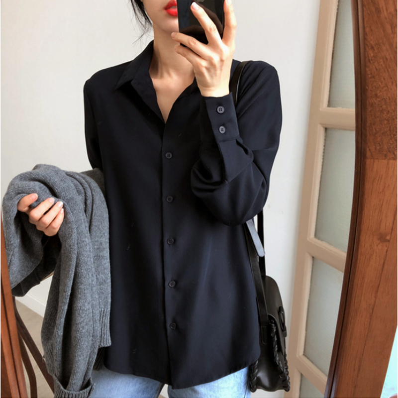 Femmes Chemise Classique En Mousseline De Soie Chemisier S-4XL Plus La Taille At À Manches sulfChemise Dame Simple Style Y-Femme Vêtements Nouveau Blusas 6830