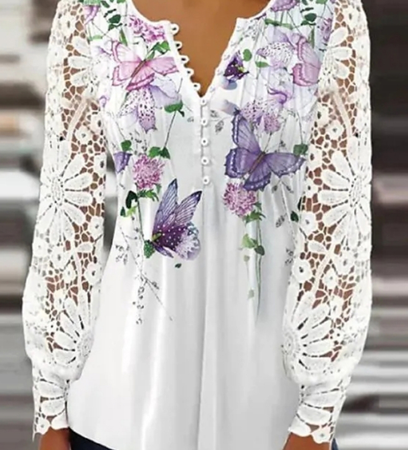 Chemisier imprimé élégant pour femme, chemise décontractée, mode tempérament, haut de rue