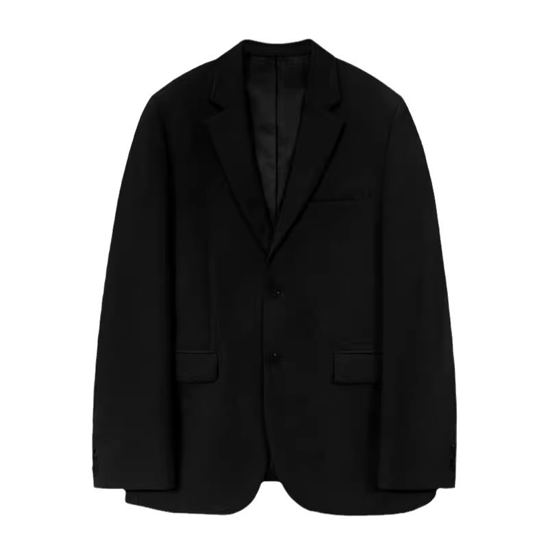 Blazer KIDWHXR pour homme, style coréen, couleur unie, col rabattu, veste décontractée ample à simple boutonnage, manches longues, manteau de costume pour homme