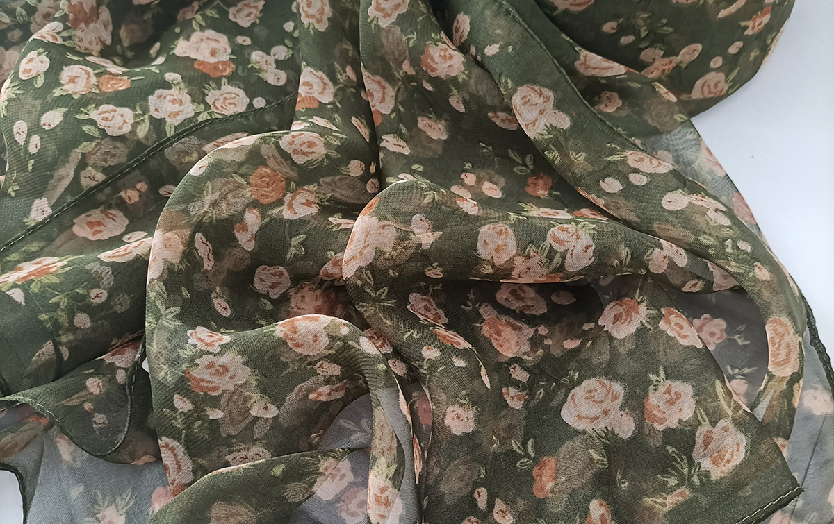 Foulard Georgette en Mousseline de Soie pour Femme, Bandana Élégant, Châle Long à Fleurs, Protection Solaire, Mince et Respirant, Été, 70x180cm