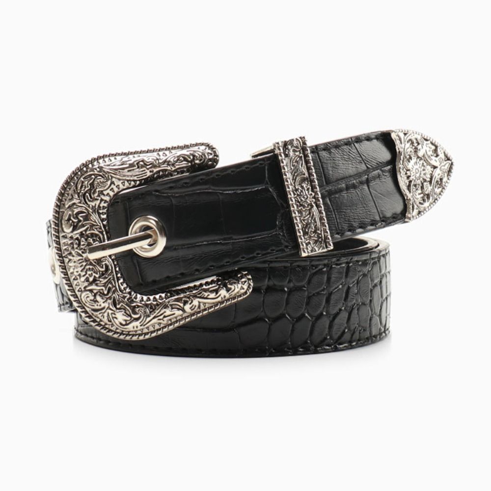 Ceinture décontractée en cuir PU avec boucle ardillon sculptée, style vintage Y2K Hip Hop