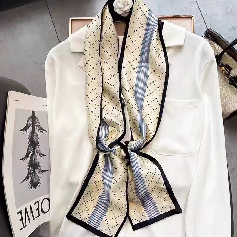 Chemise décoration crème solaire foulards en soie femme bandeau de cheveux maigre écharpe cravates femmes sac longues foulards Foulard dame