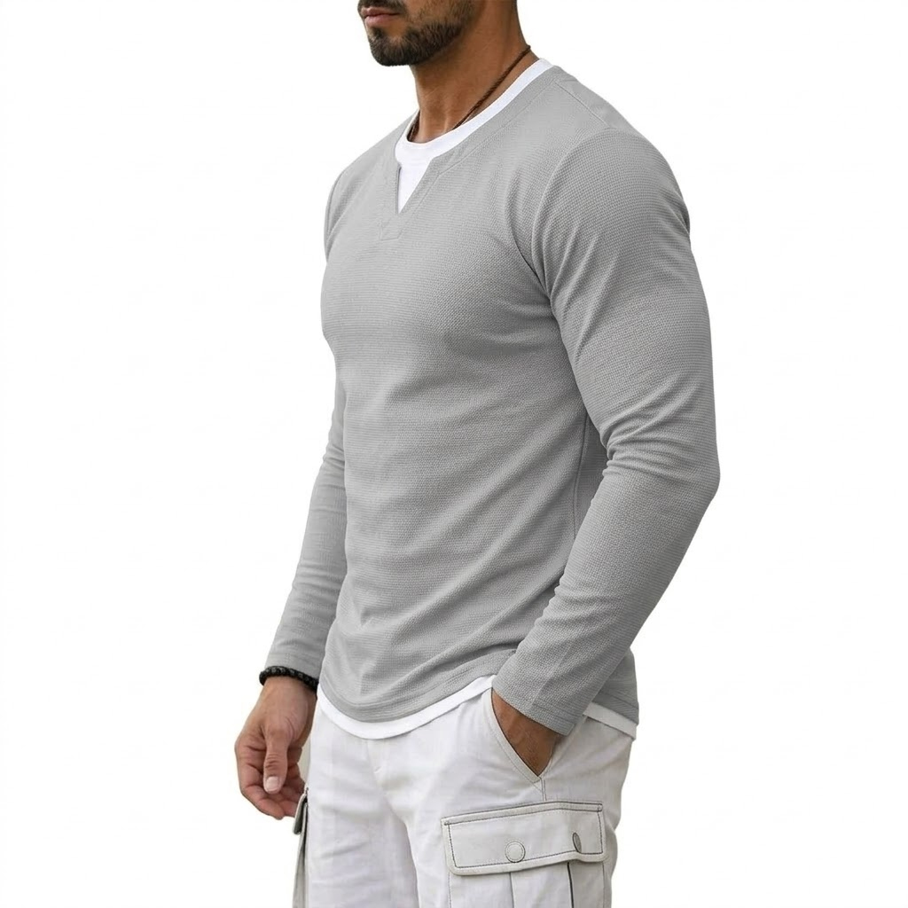 T-shirts de luxe à manches longues pour hommes – Marques décontractées, col gaufré, respirants, maillots de football, vêtements de sport pour homme