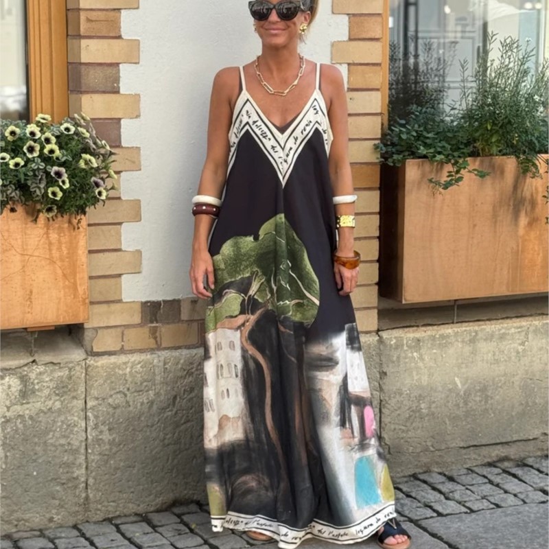Robe de plage décontractée, épaules dénudées, ajourée, bretelles amples, style bohème, Vintage, col en V, sans manches, robe de vacances, été